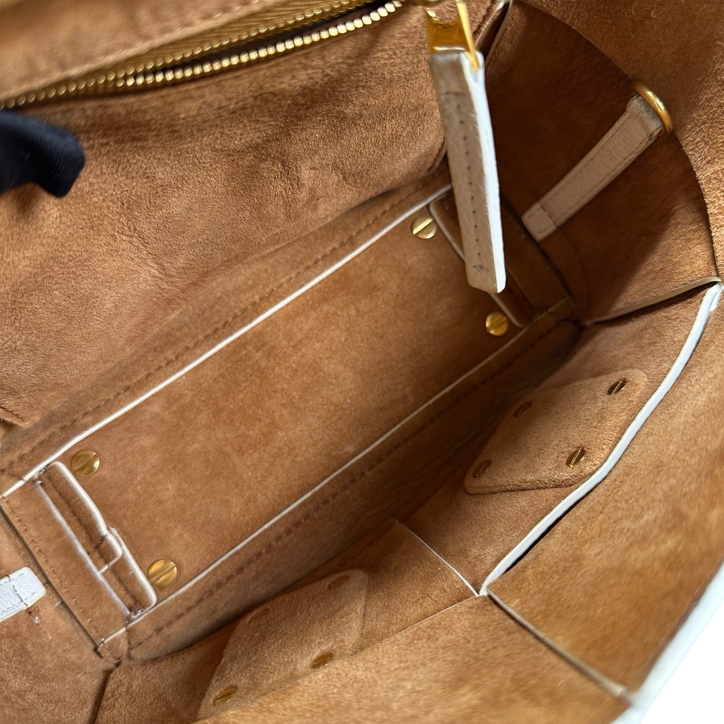 Used BOTTEGA VENETA Intrecciato Arco Handbag White