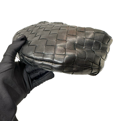 Used BOTTEGA VENETA Calfskin Leather Mini Jodie Pouch Bag Black