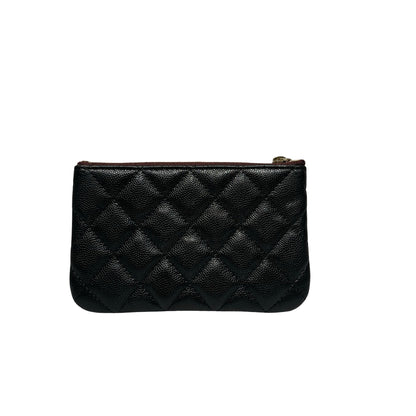 Unused CHANEL Calfskin Leather Pouch Black GHW