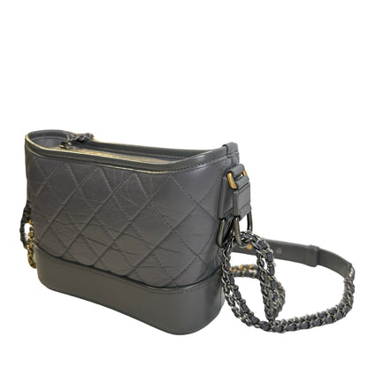 Used CHANEL Quilted Leather Gabrielle Hobo Bag Grey