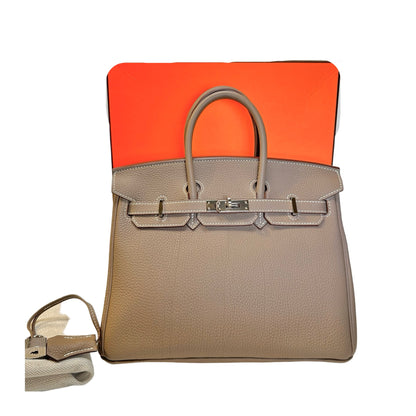 Used HERMES Birkin 25 Handbag Etoupe PHW