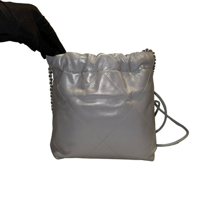 Used CHANEL Quilted Calfskin Chanel 22 Mini Handbag Light Blue Silver