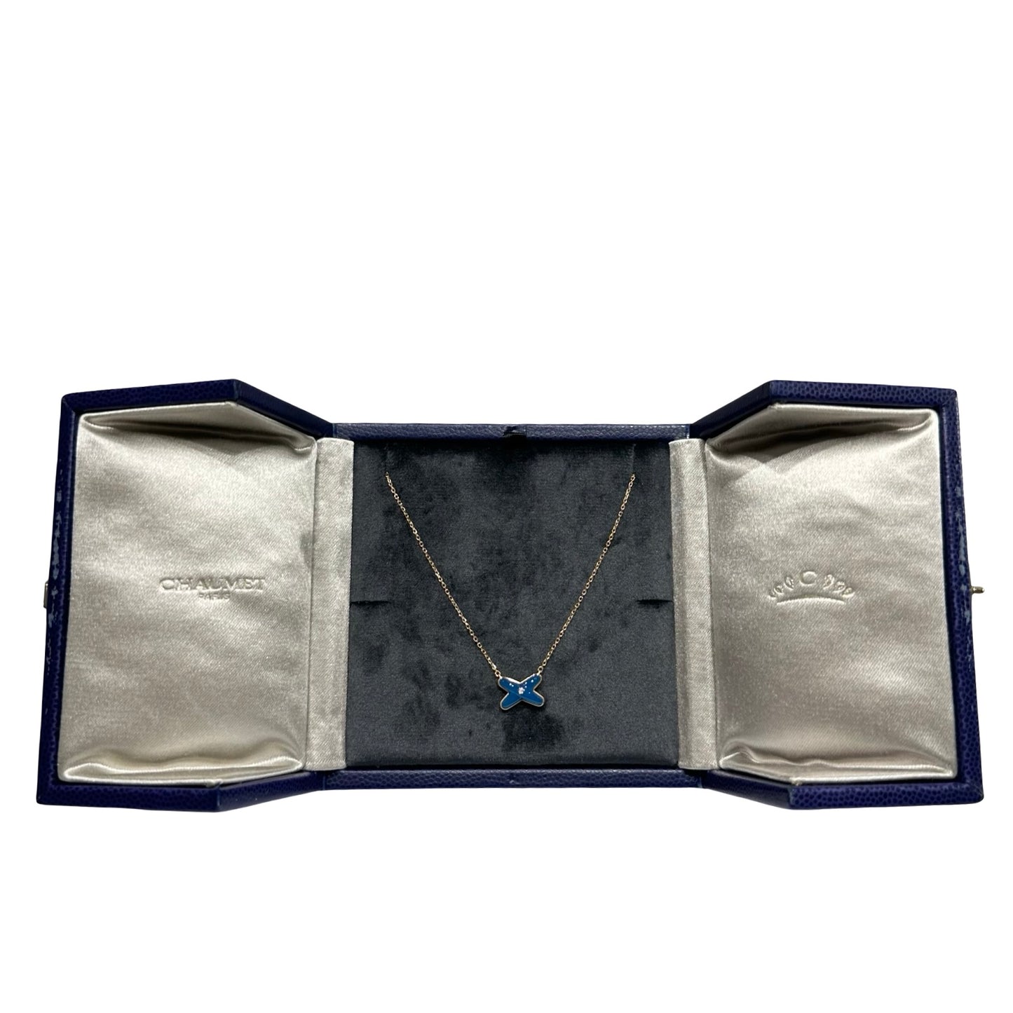 Unused CHAUNET Neeklace Gold Blue