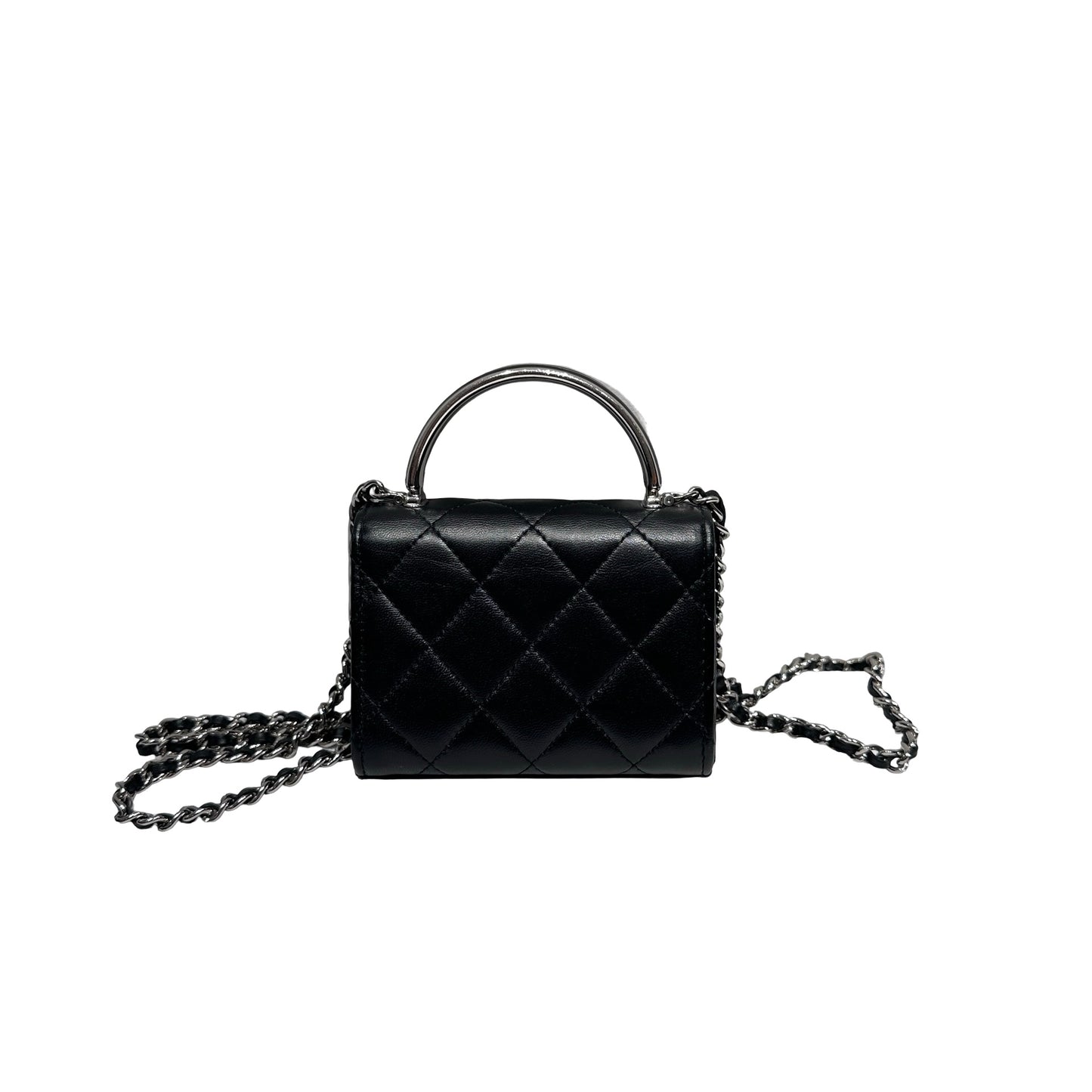 Used Chanel Mini with handle Chain Shoulder Bag Black PHW