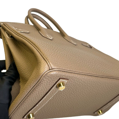 Used HERMES Togo Birkin 25 Handbag Etoupe Gold