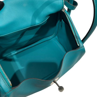 Used HERMES Swift Lindy Handbag Green PHW