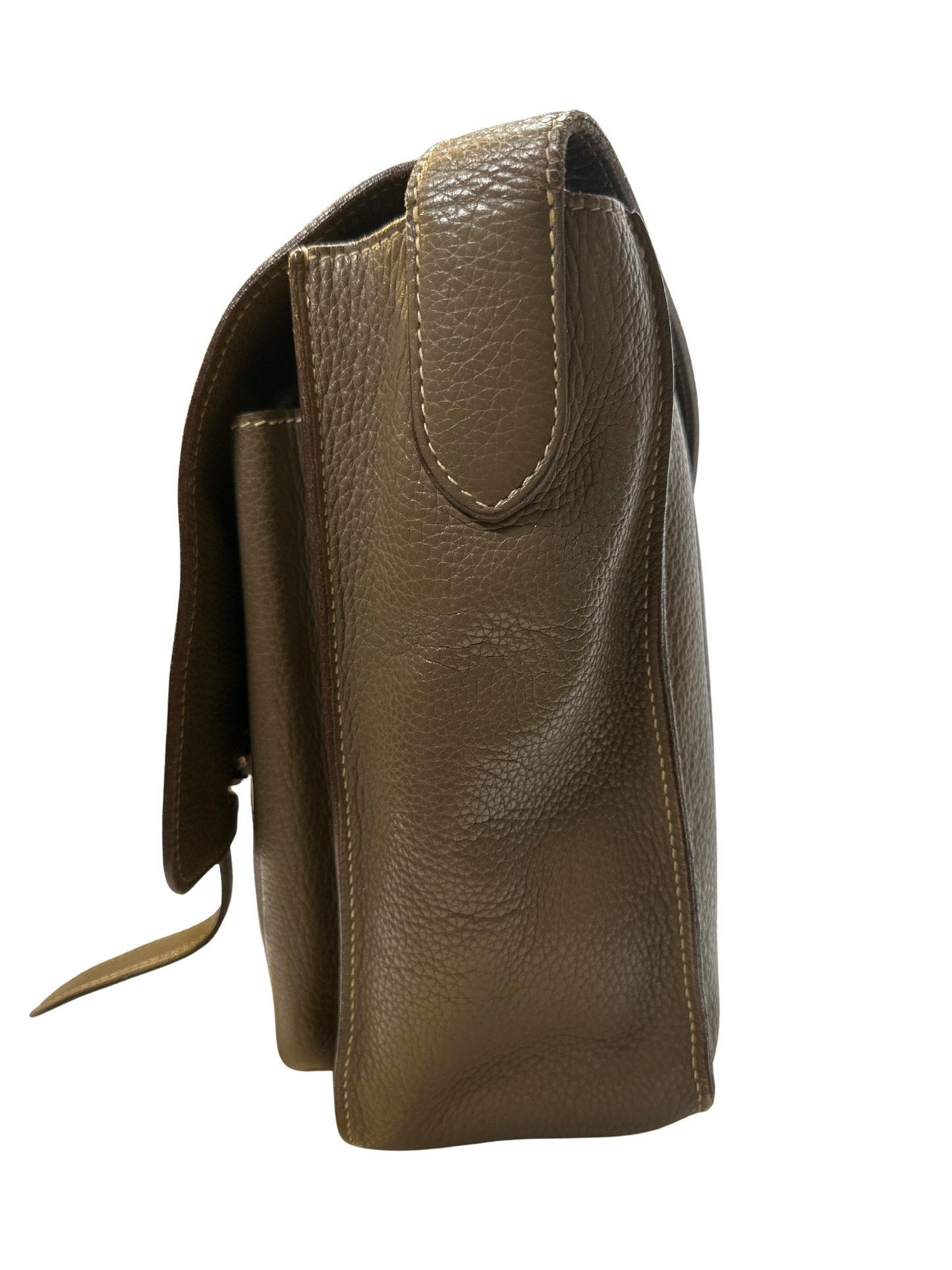 HERMES Clemence Leather Steve 35 Shoulder Bag Brown PHW