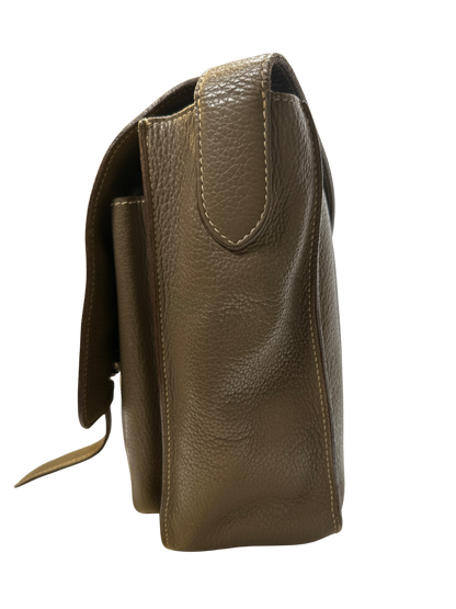 HERMES Clemence Leather Steve 35 Shoulder Bag Brown PHW