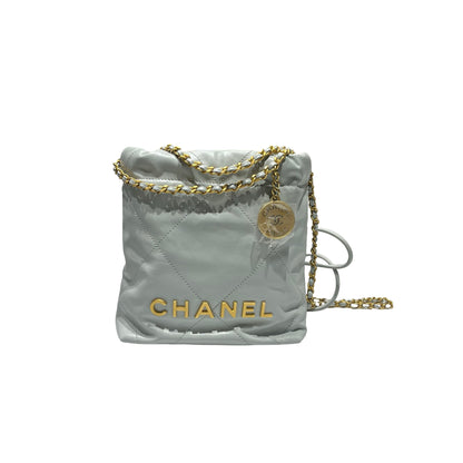 Used CHANEL 22 mini Cross Body Bag Grey GHW