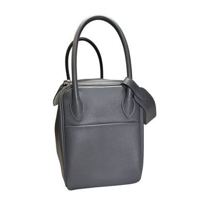 Used HERMES Clemence Lindy 26 Shoulder Bag Gris Etain PHW