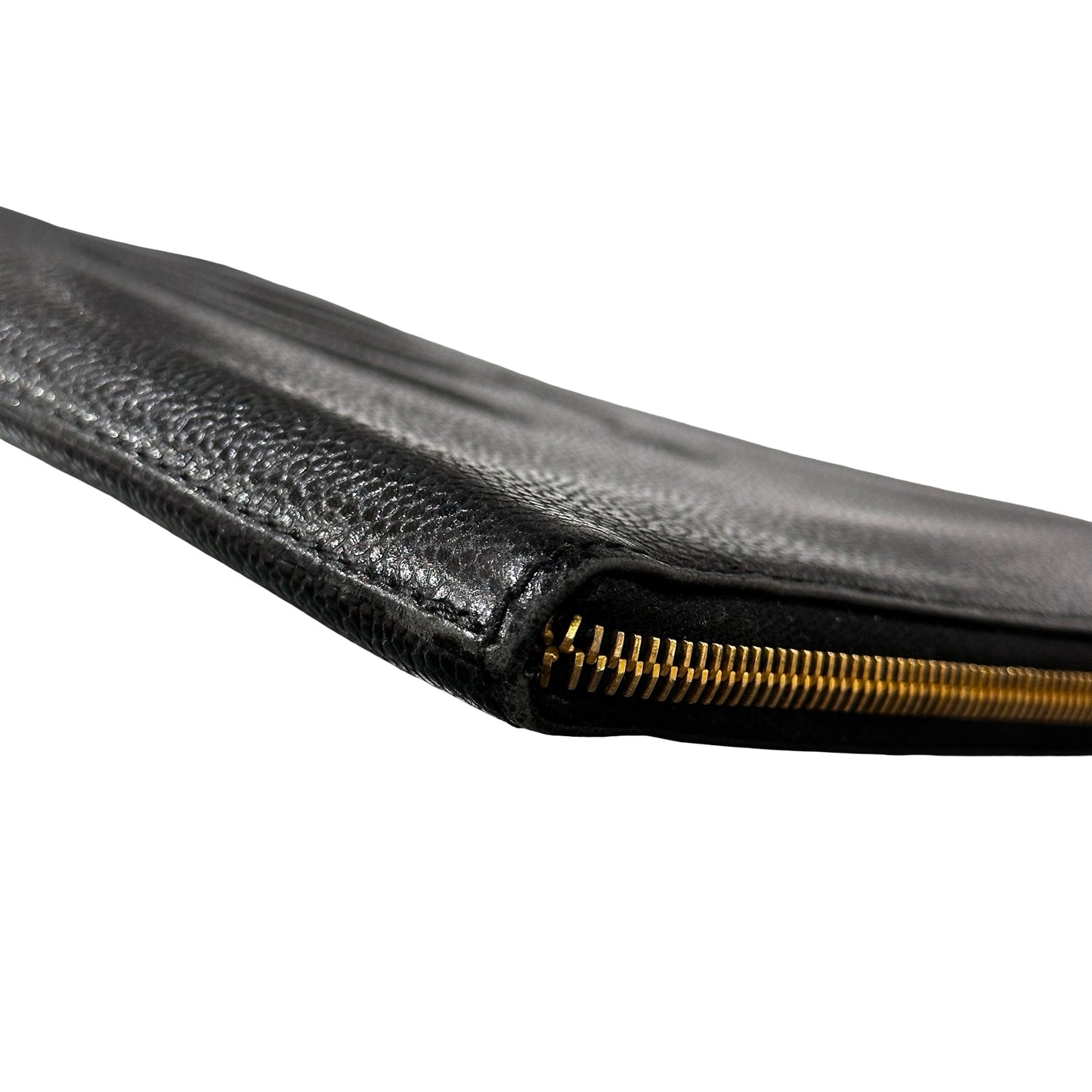 Used Chanel Calfskin Leather Clutch Black GHW