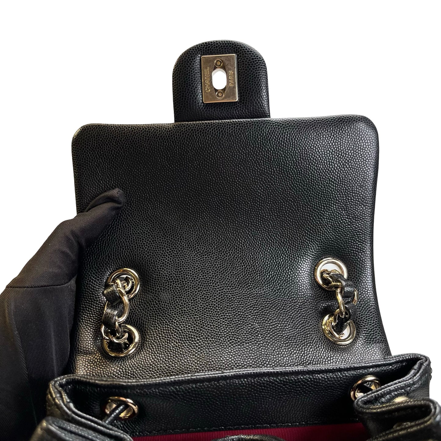 Used CHANEL Quilted Caviar Gabrielle Backpack Backpack Black Gold Hardware