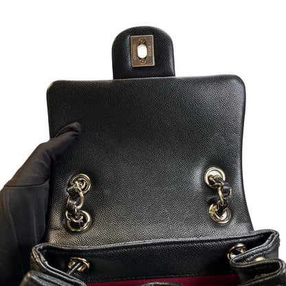 Used CHANEL Quilted Caviar Gabrielle Backpack Backpack Black Gold Hardware