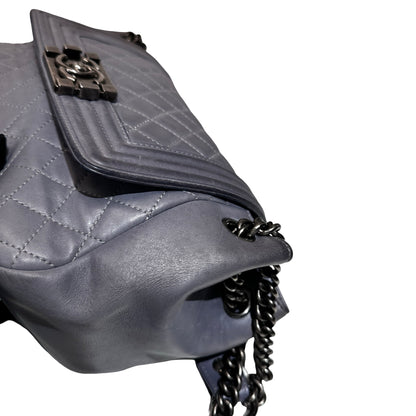 Used CHANEL Boy Shoulder Bag Grey PHW