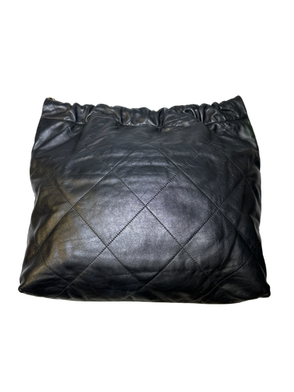 Used CHANEL Lambskin Leather 22 Handbag Black GHW
