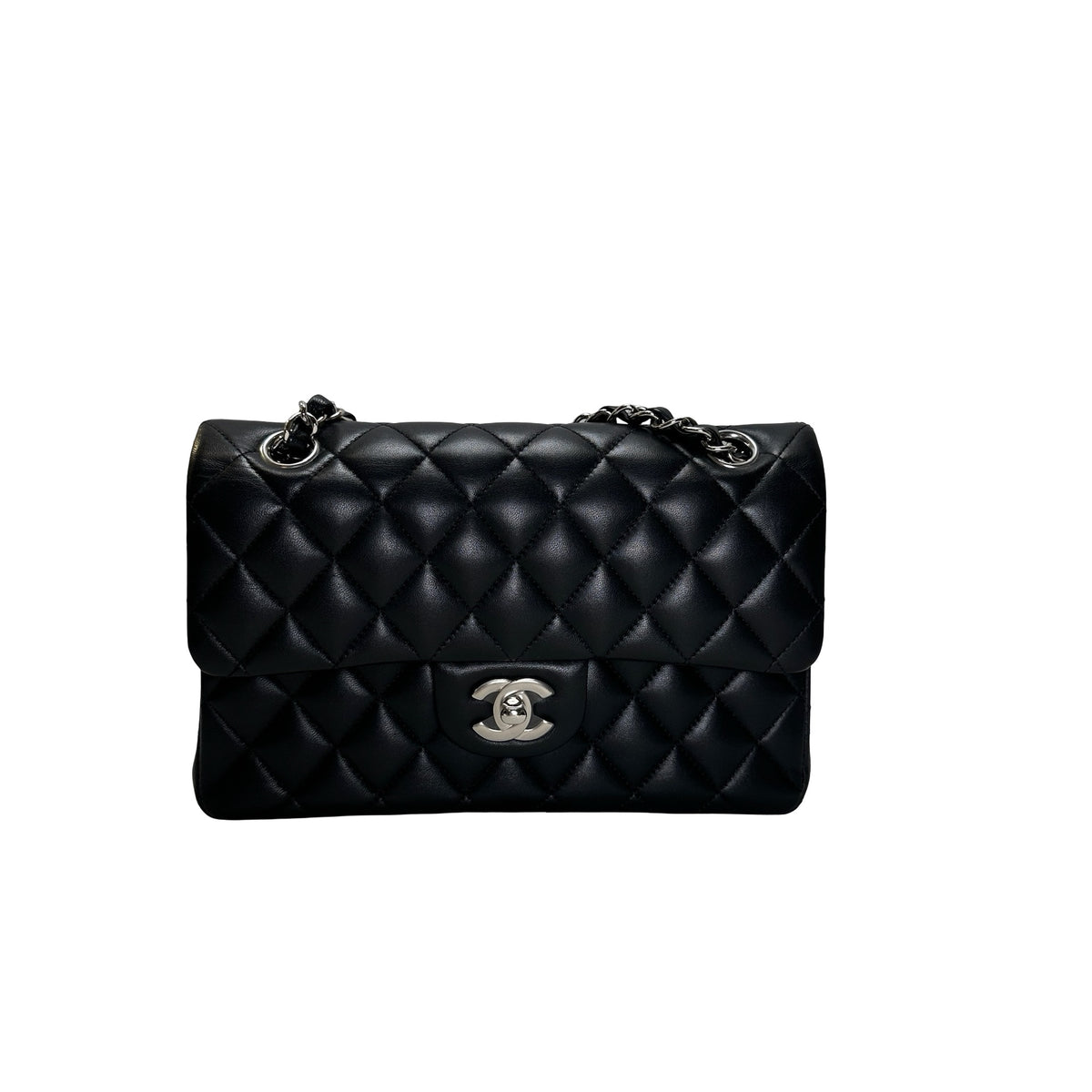 Used CHANEL Lambskin CF Crossbody Bag Black PHW
