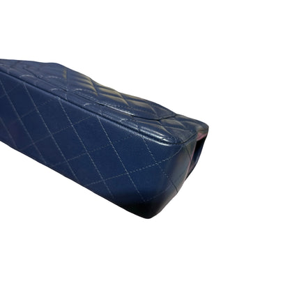 Used Chanel Lambskin Leather MINI FLAP 20 CM Shoulder Bag Navy GHW