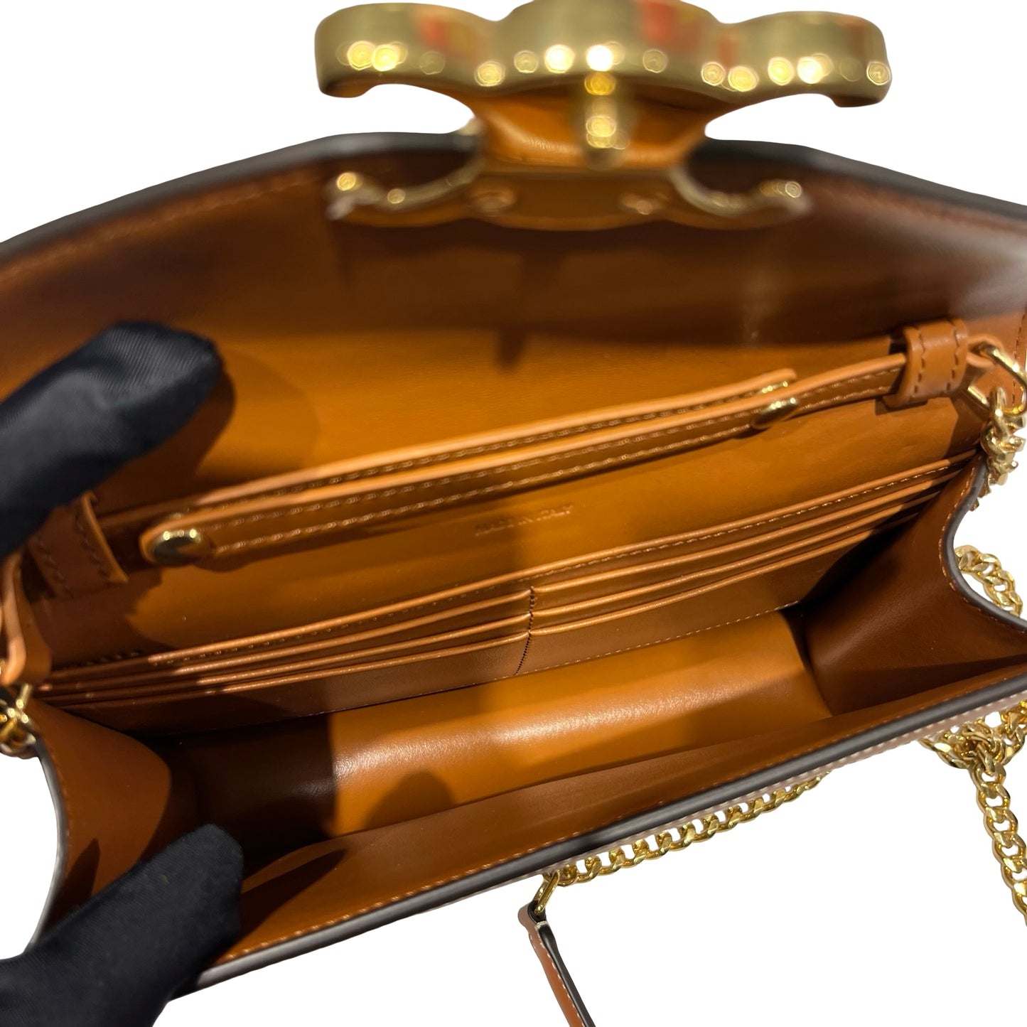 Used CÉLINE 竹編 Triomphe Shoulder Bag Brown GHW
