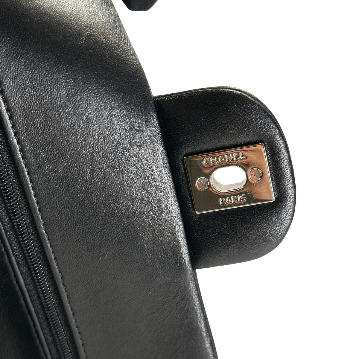 Used CHANEL Lambskin CF Crossbody Bag Black PHW