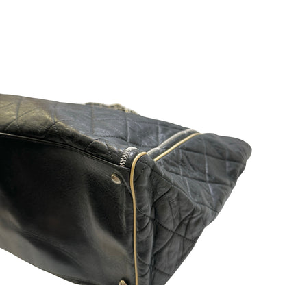Used CHANEL Quilted Leather Quilted Tote Tote Bag Black Silver