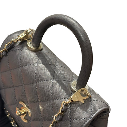 New CHANEL Calfskin Leather Mini coco handle Shoulder Bag GHW Black