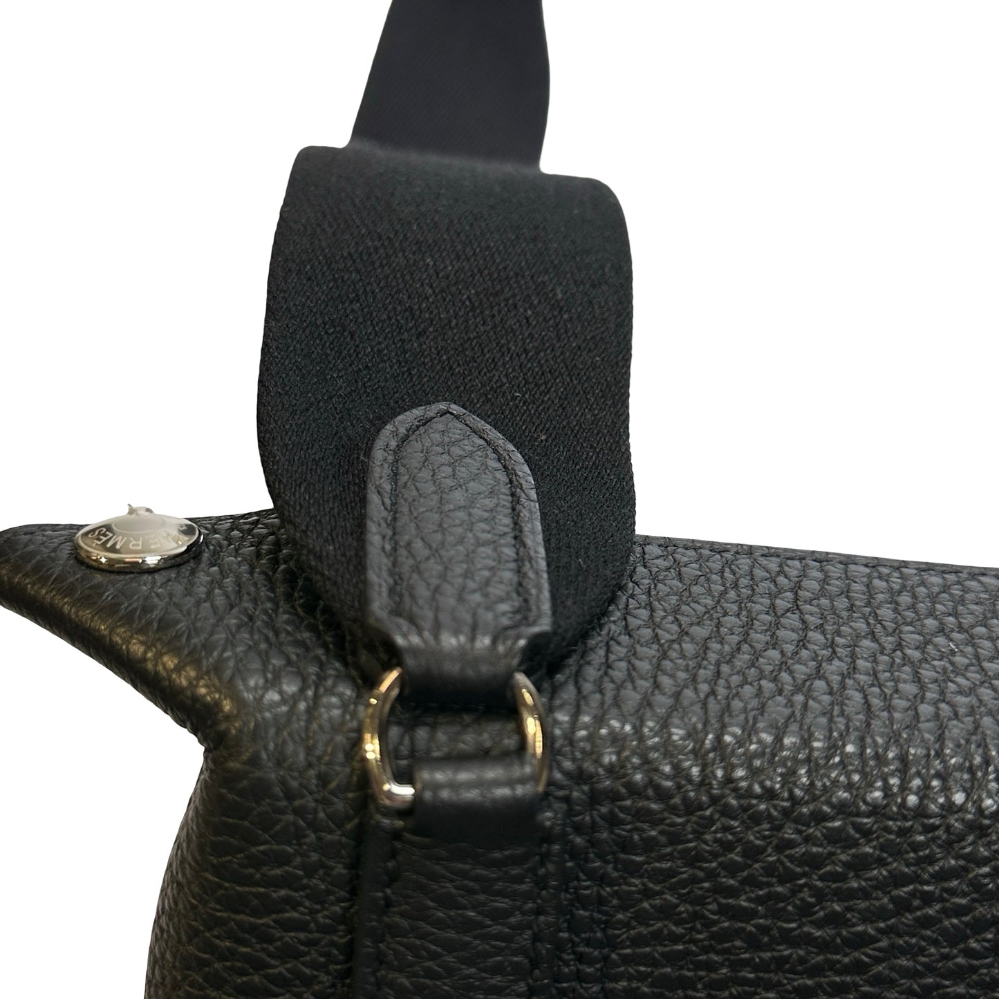 Used HERMES Togo Evelyne Crossbody Bag Black PHW