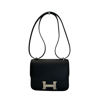 Brand New HERMES Epsom Constance Crossbody Bag Black Silver