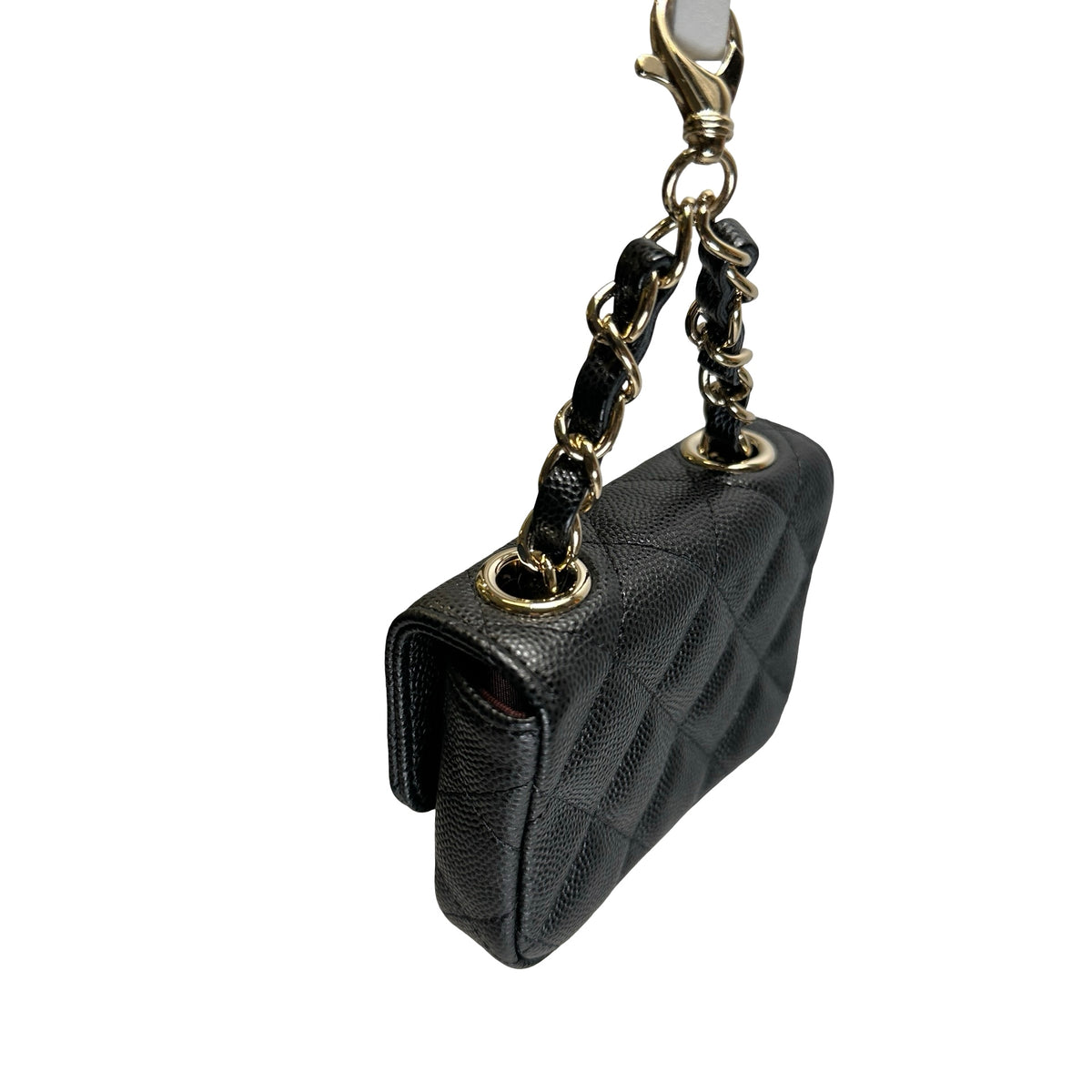 Used CHANEL Quilted Caviar Mini Flap Bag Mini Bag Black Gold Hardware