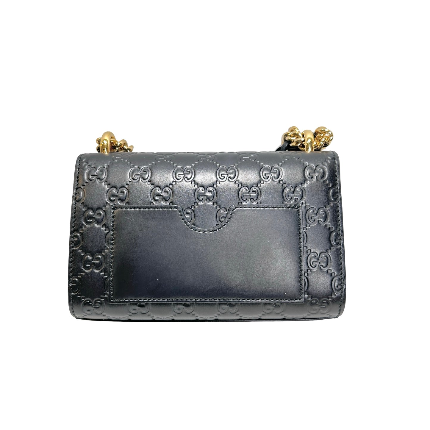 Used GUCCI Calfskin Leather Padlock Shoulder Bag Black GHW
