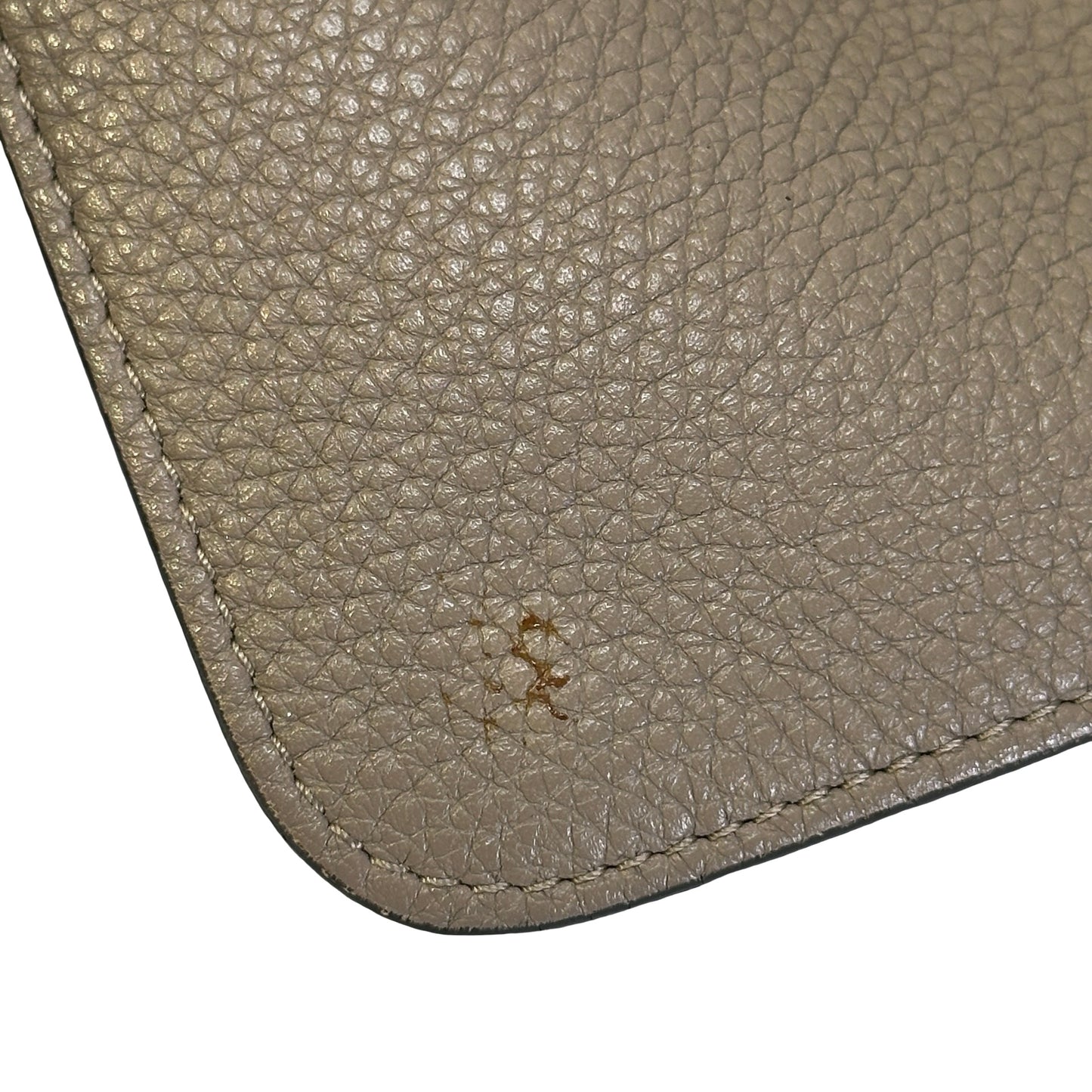 Used FENDI Leather Embroidery Banana Pouch Pouch Taupe Yellow Green PHW