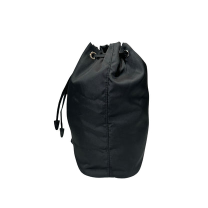 Used PRADA Nylon Re-Nylon Pouch Bucket Bag Black PHW