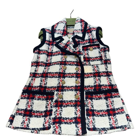 Unused GUCCI Tweed Vest Jacket White Red Blue