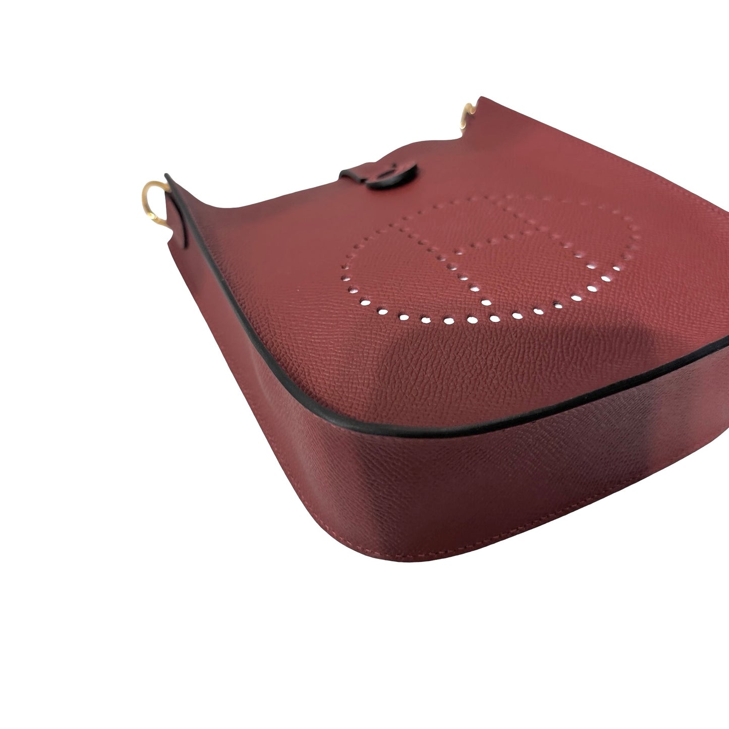 Used Hermès Epsom leather Mini Evelyne Cross Body Bag Red GHW