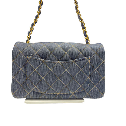 Unused Chanel Denim 20 Mini Flap Shoulder Bag Navy Blue GHW