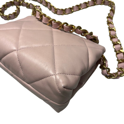 Used CHANEL Lambskin Leather Cross Body Bag Pink GHW