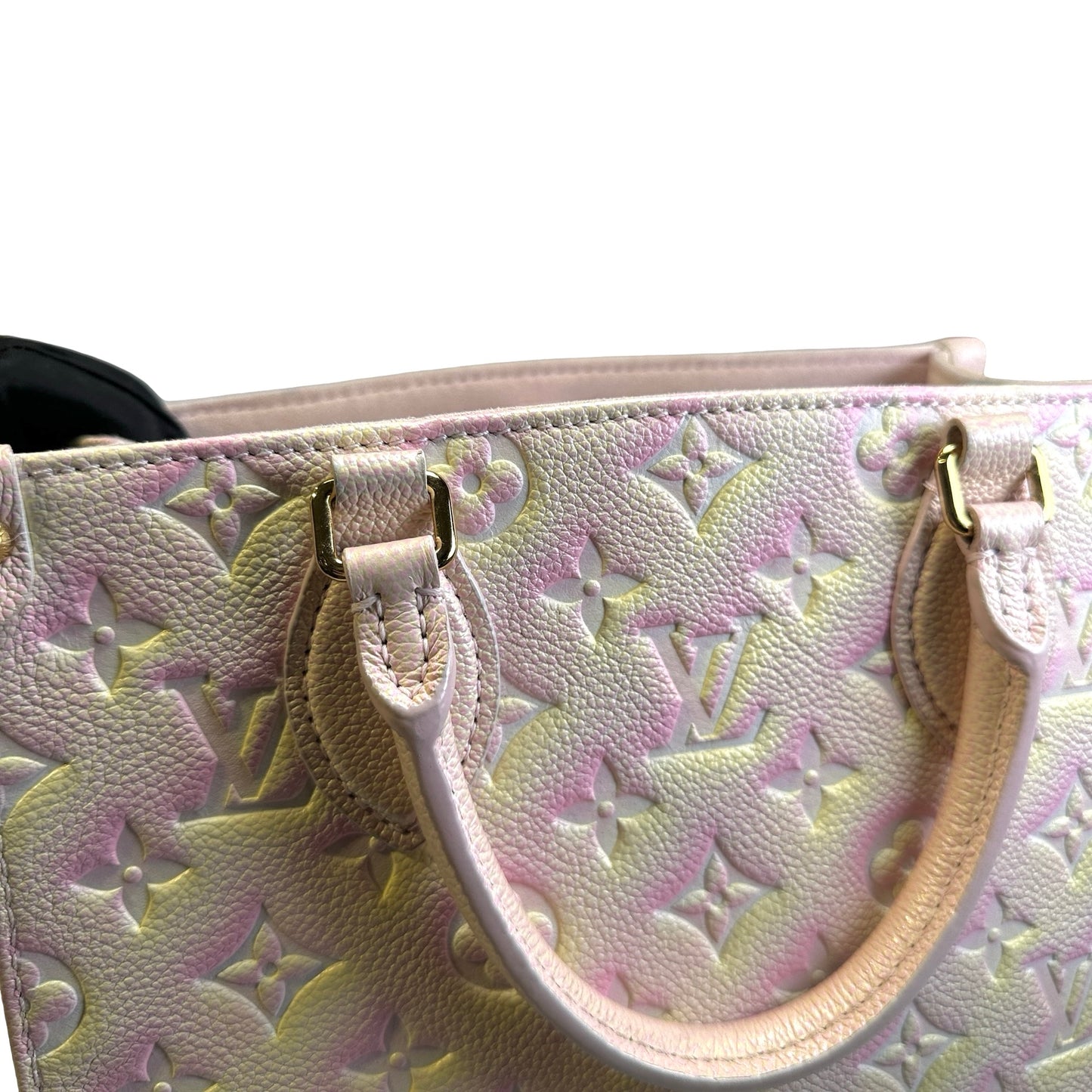 Used LOUIS VUITTON Monogram Empreinte Leather On The Go Handbag Sunrise Pastel