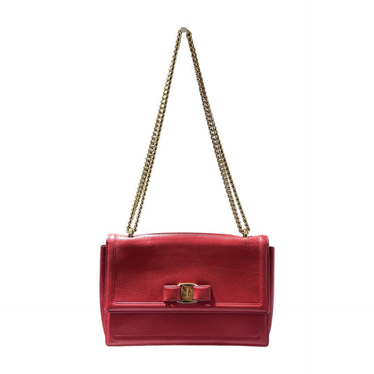 Used FERRAGAMO Shoulder Bag Red GHW