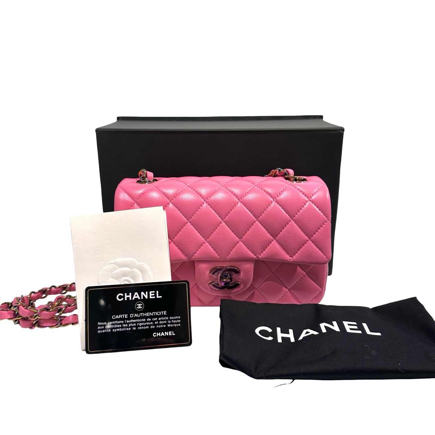 Used CHANEL Matelasse Lambskin Flap Bag Chain Shoulder Bag Pink