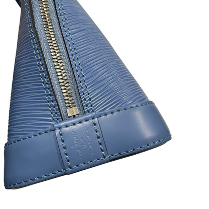 Used LOUIS VUITTON Calfskin Leather Alma Two Way Shoulder Bag PHW Blue