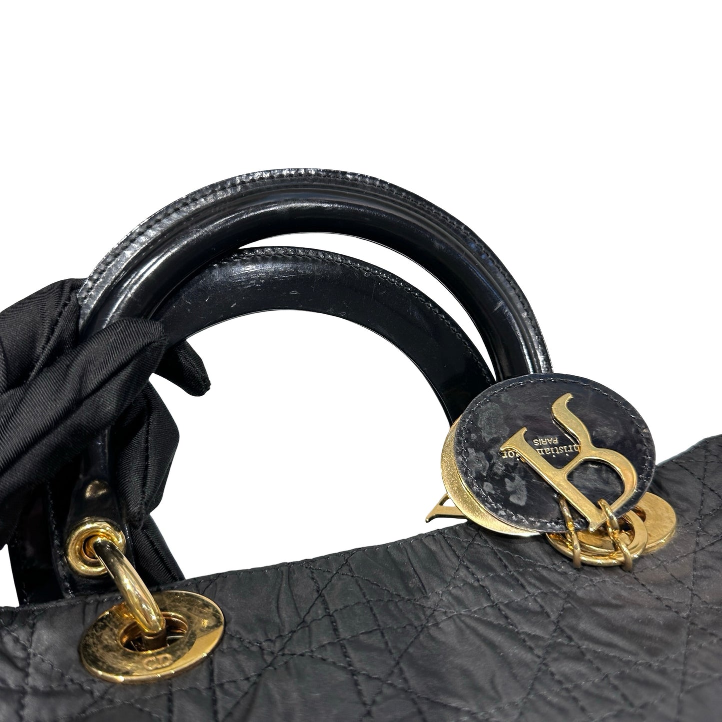 Used DIOR micro lady dior VINTAGE Handbag Black GHW