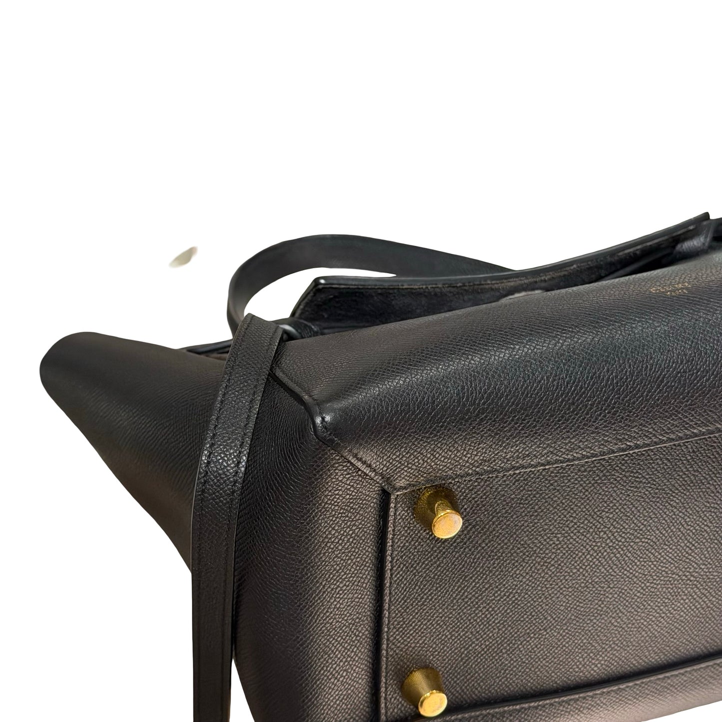 Used CÉLINE Calfskin Leather Belt Cross Body Bag Black GHW
