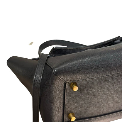 Used CÉLINE Calfskin Leather Belt Cross Body Bag Black GHW