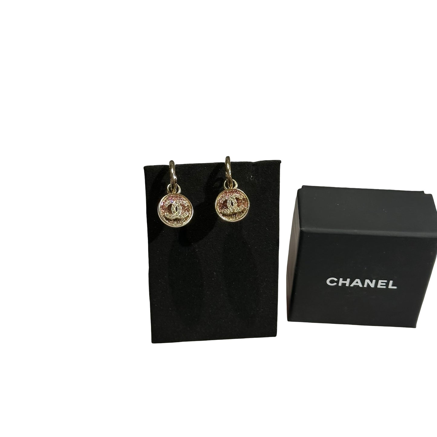 Used Chanel Gold Pink Earrings