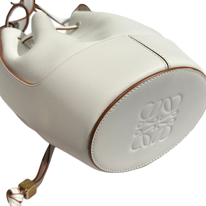 Used LOEWE Calfskin Leather Balloon Small Cross Body Bag White
