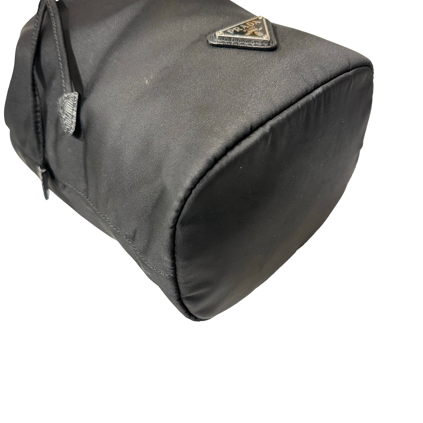 Used PRADA Nylon Re-Nylon Pouch Bucket Bag Black PHW