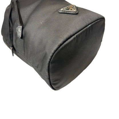 Used PRADA Nylon Re-Nylon Pouch Bucket Bag Black PHW