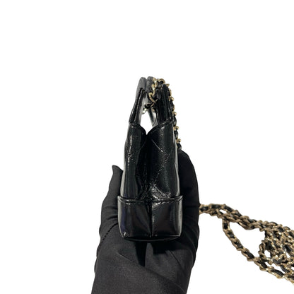 Used CHANEL Shiny Calfskin Mini kelly Cross Body Bag Black GHW