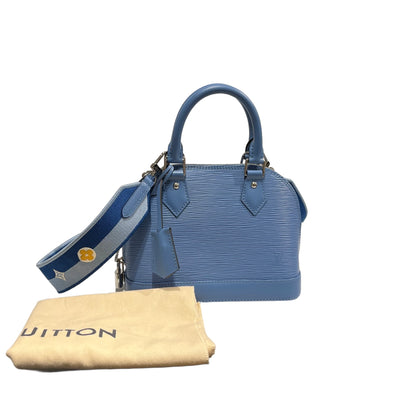 Used LOUIS VUITTON Calfskin Leather Alma Two Way Shoulder Bag PHW Blue