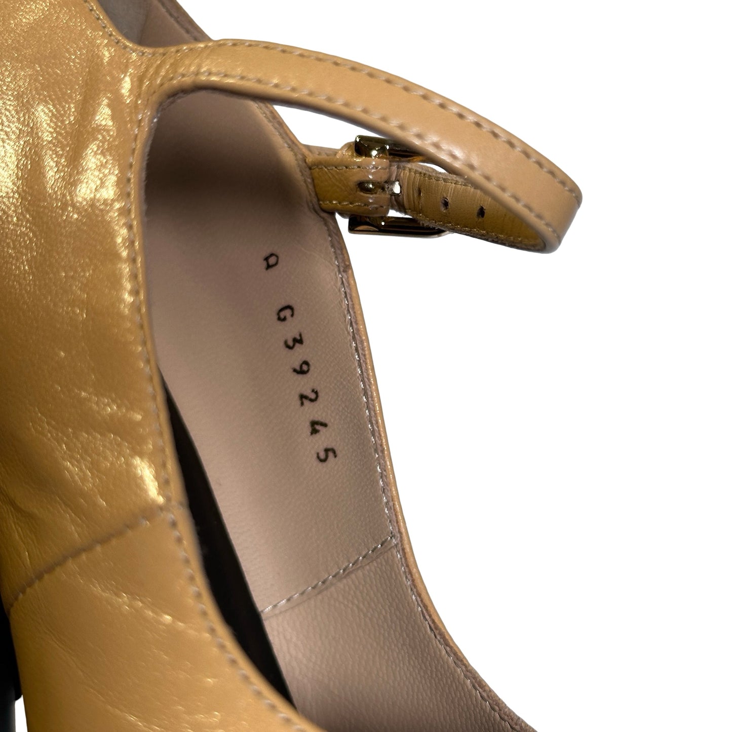 Used Chanel Shiny Lambskin Heels GHW Yellow
