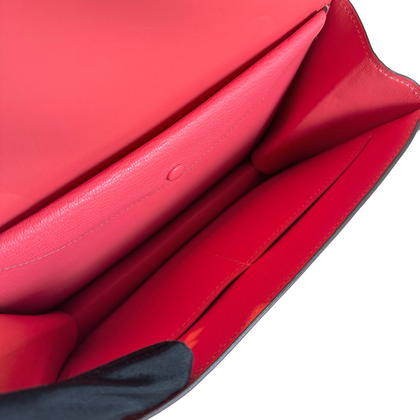 Used HERMES Chevre Verrou Clutch Handbag Pink PHW